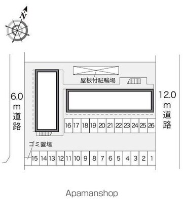 レオパレス東大浜[1K/23.18m2]の配置図