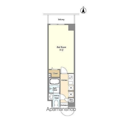 アルファコート下赤塚[1K/26.22m2]の間取図