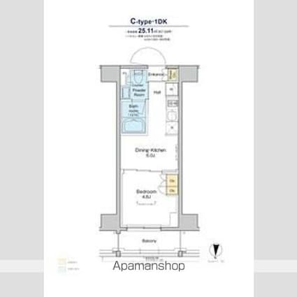 プラウドフラット亀戸[1DK/25.11m2]の間取図