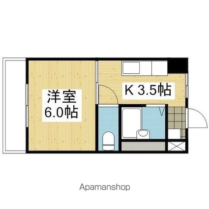 富田ハイツ[1K/22.31m2]の間取図