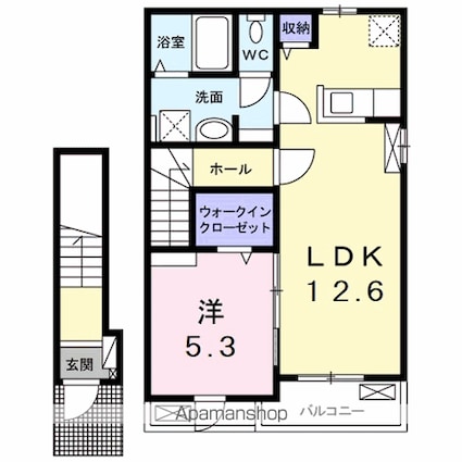 パーシモンⅡ[1LDK/46.54m2]の間取図