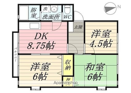 東京都あきる野市野辺[3DK/50.01m2]の間取図