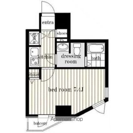 シンシア六本木[1K/24.13m2]の間取図