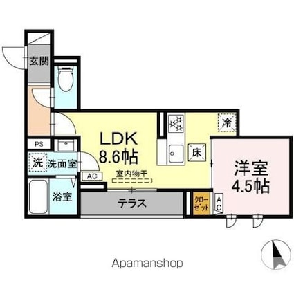 仮）ＤーＲＯＯＭ八広６丁目[1LDK/32.84m2]の間取図