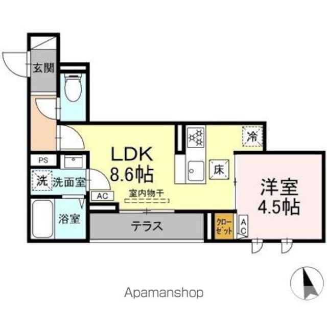 仮）ＤーＲＯＯＭ八広６丁目[1LDK/32.84m2]の間取図