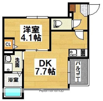大阪府大阪市住吉区遠里小野６丁目[1DK/28.41m2]の間取図