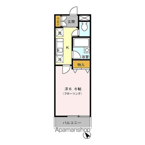 グランシャリオ[1K/22.35m2]の間取図