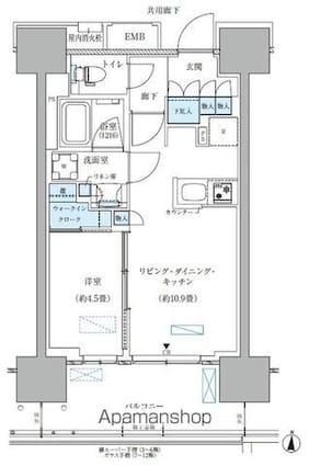 パークアクシス西大島コンフォートスクエア[1LDK/39.78m2]の間取図