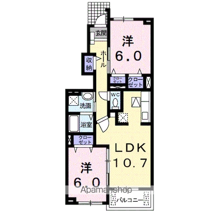 セントラルパークサイド市坪[2LDK/55.42m2]の間取図