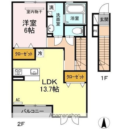 ボナール・ソフィア　Ｂ[1LDK/53.83m2]の間取図