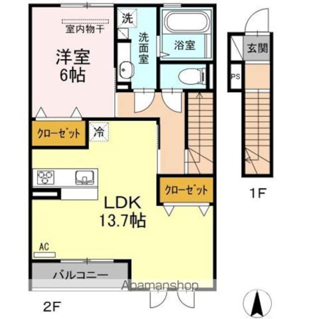 ボナール・ソフィア　Ｂ[1LDK/53.83m2]の間取図