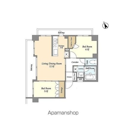 ＫＤＸレジデンス尾山台[2LDK/58.91m2]の間取図