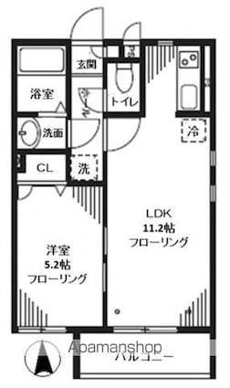 シャルマントミール[1LDK/36.43m2]の間取図
