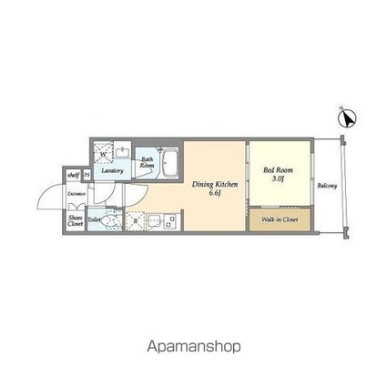アジュールテラス門前仲町[1DK/26.24m2]の間取図