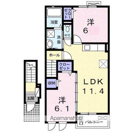 エスポワール・ジェルメ　Ⅱ[2LDK/55.35m2]の間取図