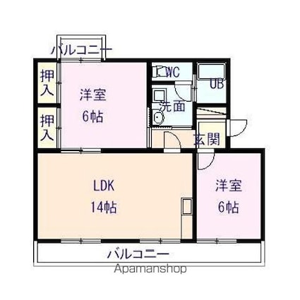 角内マンション[2LDK/65.49m2]の間取図
