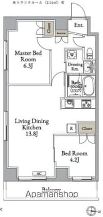 メトロステージ亀有[2LDK/56.5m2]の間取図