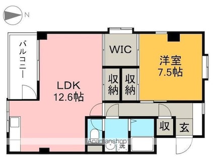高知県高知市鴨部１丁目[1LDK/44.2m2]の間取図