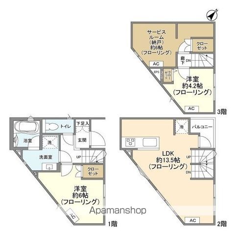 京成電鉄本線 堀切菖蒲園駅 徒歩6分 3階建 築4年の間取り写真