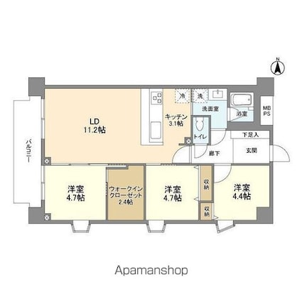 ＦＵＬＬ　ＨＯＵＳＥ　ＧＡＫＵＧＥＩ　ＤＡＩＧＡＫＵ[3LDK/70.3m2]の間取図