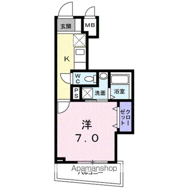 シュバリエ[1K/25.46m2]の間取図