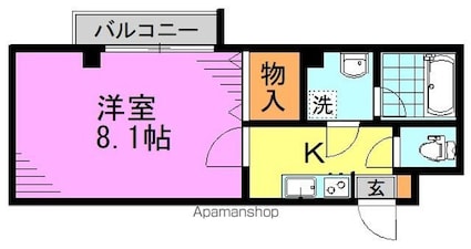 リアレスト東高円寺[1K/25.96m2]の間取図