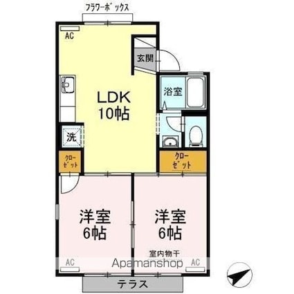 サニーハイツ[2LDK/47.03m2]の間取図