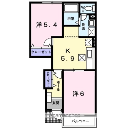 メゾン・ラフィーネ[2K/42.77m2]の間取図