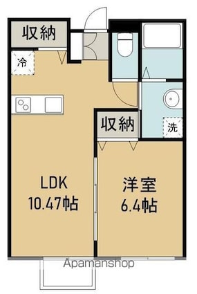 アスコット薬師堂南[1LDK/40.05m2]の間取図