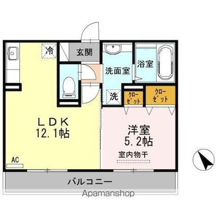 ライジングサンⅢ[1LDK/40.04m2]の間取図