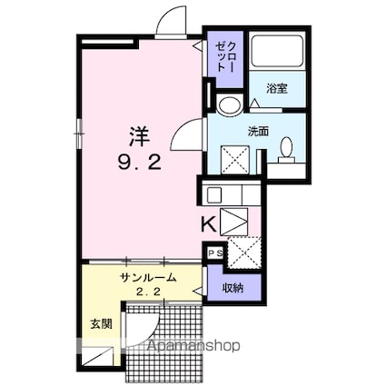 カーサ・ベッラ[1K/27.67m2]の間取図