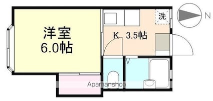 アルパーク２１[1K/20.28m2]の間取図