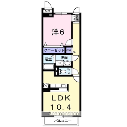 ＤＯＮＤＡハイツ[1LDK/42.06m2]の間取図