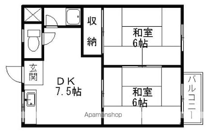 フォーブルゆたか[2DK/39.6m2]の間取図