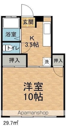 稼ぐ家姫１２号[1K/29.7m2]の間取図