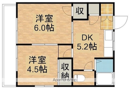 コーポ星の宮[2DK/34.78m2]の間取図