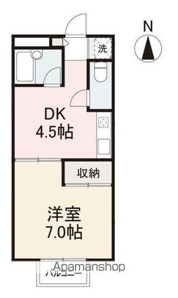 フォレスト１０[1DK/24.45m2]の間取図