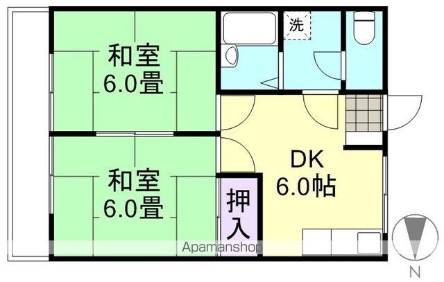 田ノ上パークハイツ[2DK/40m2]の間取図