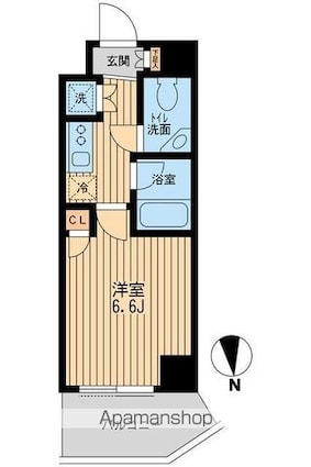 スペーシア池尻大橋[1K/23.22m2]の間取図