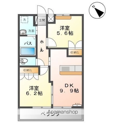 ソレイユ　イワネ[2DK/51m2]の間取図
