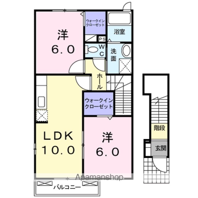 ルーチェプラシード[2LDK/54.85m2]の間取図