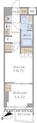 Ｂｒｉｌｌｉａ　ｉｓｔ　千駄ヶ谷[1DK/31.14m2]の間取図