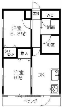 ＫＡＹコーポⅢ[2DK/40.95m2]の間取図