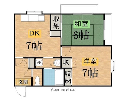 フラット８７[2DK/48.72m2]の間取図