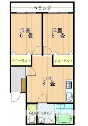 緑風館山西町[2DK/45m2]の間取図