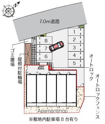 クレイノグローリアⅣ[1K/28.31m2]の配置図