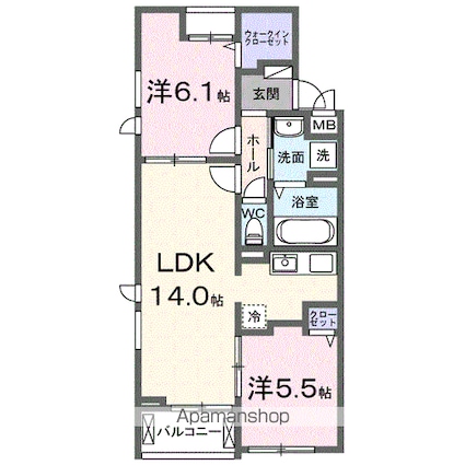 カーサ・ソレイユ　Ａ[2LDK/56.62m2]の間取図