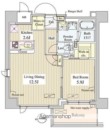 ＷＡＳＥＤＡ　ＡＰＡＲＴＭＥＮＴ[1LDK/49.11m2]の間取図