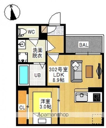 ＲＥＧＡＬＥＳＴ　医大前（レガリスト　イダイマエ）[1LDK/30.82m2]の間取図