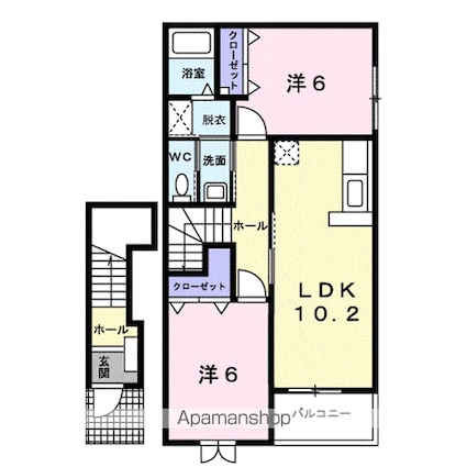 ロベリア・ＮＡＫＡＮＯⅡ[2LDK/57.02m2]の間取図